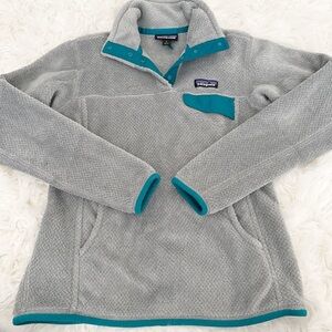 Patagonia Teal and Gray Fleece Jacket